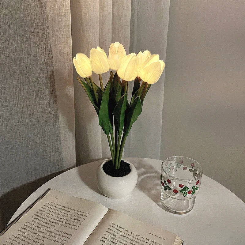 Enchanting LED Tulip Lamp - Romantic Flower Atmosphere Desk Light for Bedroom and Gifts