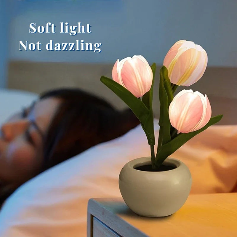 Enchanting LED Tulip Lamp - Romantic Flower Atmosphere Desk Light for Bedroom and Gifts