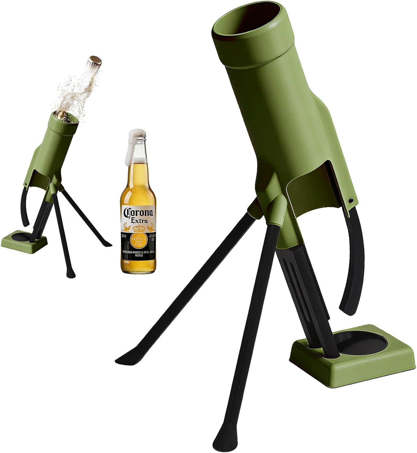 Transform Your Bottle Opening Experience with the 355ml Longneck Tactical Mortar Bottle Opener – Effortless, Fun, and Stylish in Green!
