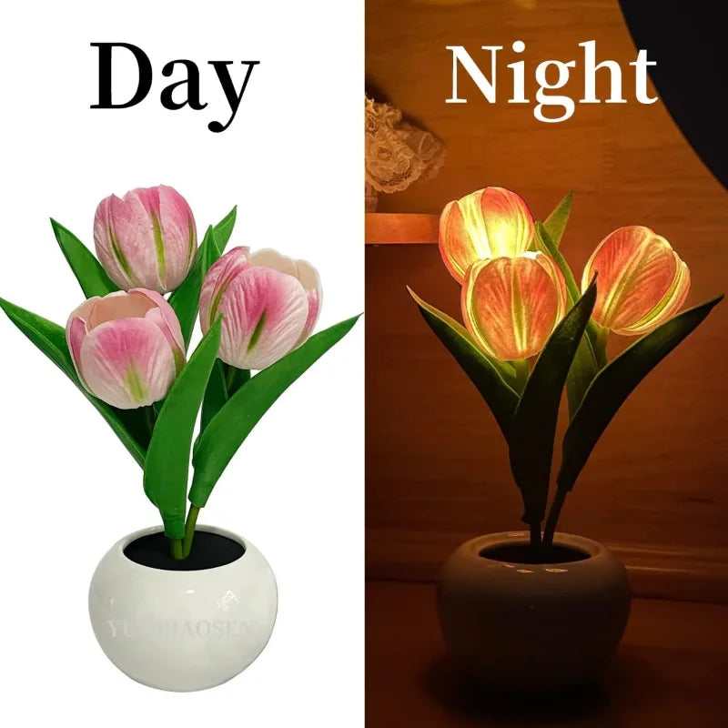Enchanting LED Tulip Lamp - Romantic Flower Atmosphere Desk Light for Bedroom and Gifts