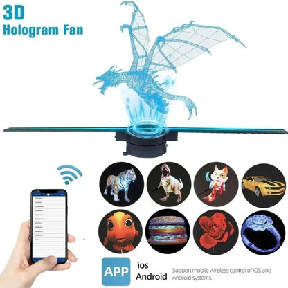 Revolutionary 3D Hologram Fan Projector - Captivating Advertising Display Light for Stores, Bars, Parties, and Holidays