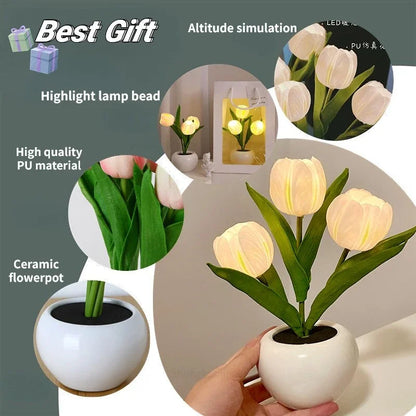 Enchanting LED Tulip Lamp - Romantic Flower Atmosphere Desk Light for Bedroom and Gifts