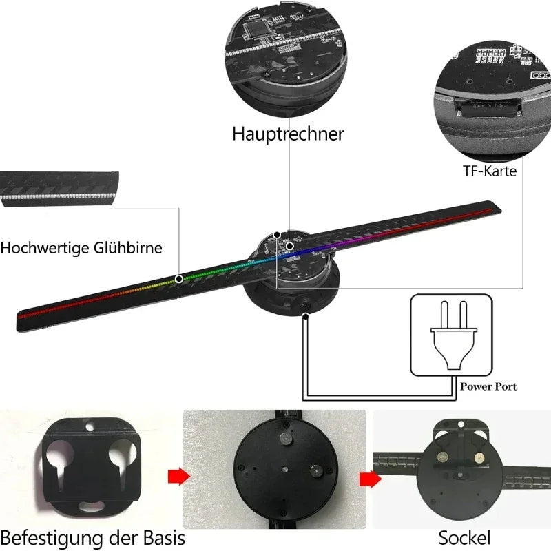 Revolutionary 3D Hologram Fan Projector - Captivating Advertising Display Light for Stores, Bars, Parties, and Holidays
