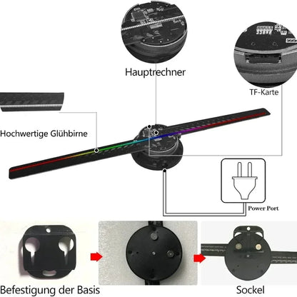 Revolutionary 3D Hologram Fan Projector - Captivating Advertising Display Light for Stores, Bars, Parties, and Holidays